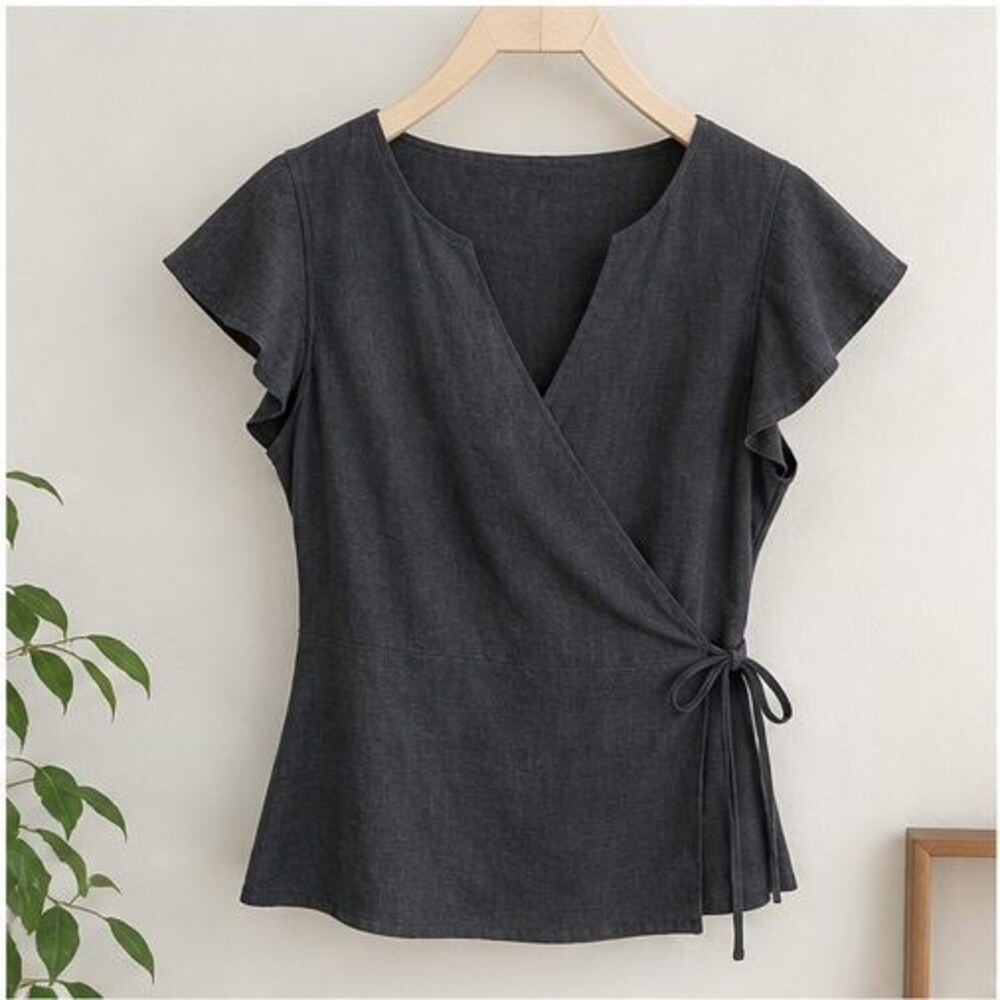 Charcoal Smocked Top